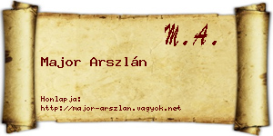 Major Arszlán névjegykártya